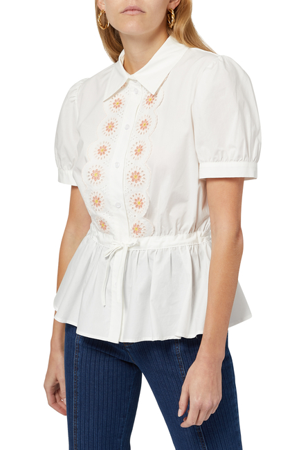 Poplin Shirt With Broderie Anglaise